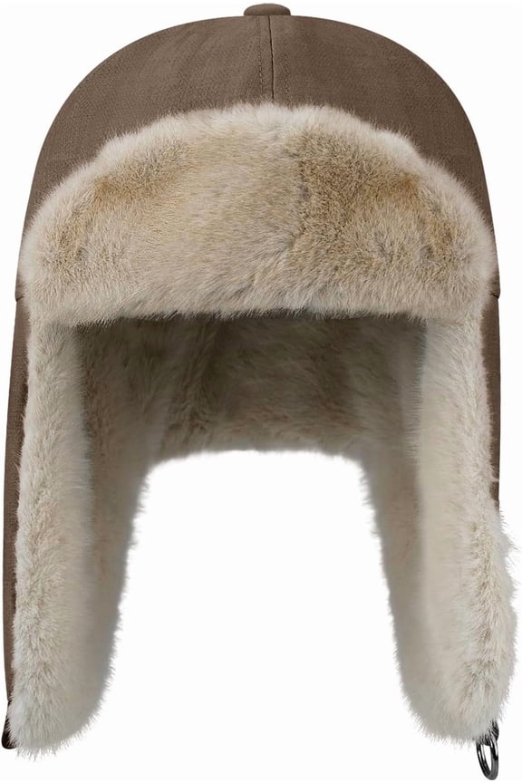 Leather Trapper Hat Unisex Eskimo Hat with Ear Flaps Aviator Windproof Ski Cap Outdoor Cold Weather Ushanka Russian Hat