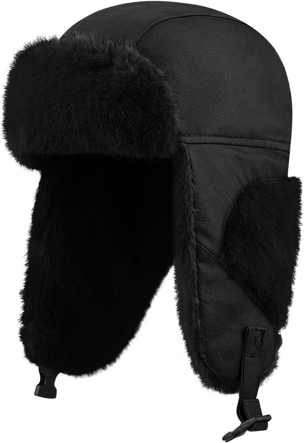 Zhengup Leather Trapper Hats Mens Winter Ski Hat Cold Weather Ski Hat Warm Gear Russian Ushanka Caps Cossack Trooper Hat