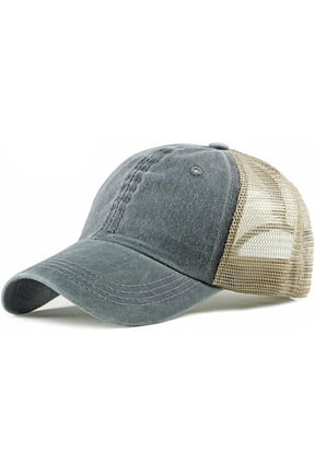 Men's Adjustable Mesh Back Cap Curved Bill Snapback Mesh Baseball Cap Retro Washed Trucker Cap Breathable Sun Hat