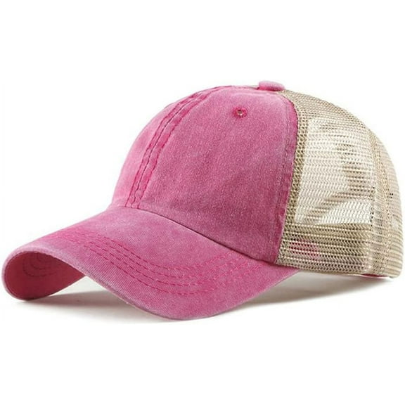Zhengup Men's Adjustable Mesh Back Cap Curved Bill Snapback Mesh Baseball Cap Retro Washed Trucker Cap Breathable Sun Hat
