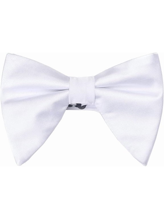 Men's Pre-Tied Bow Ties Oversized Satin Bow Tie Solid Formal Tuxedo Bowtie Necktie Adjustable Bowties for Wedding Party