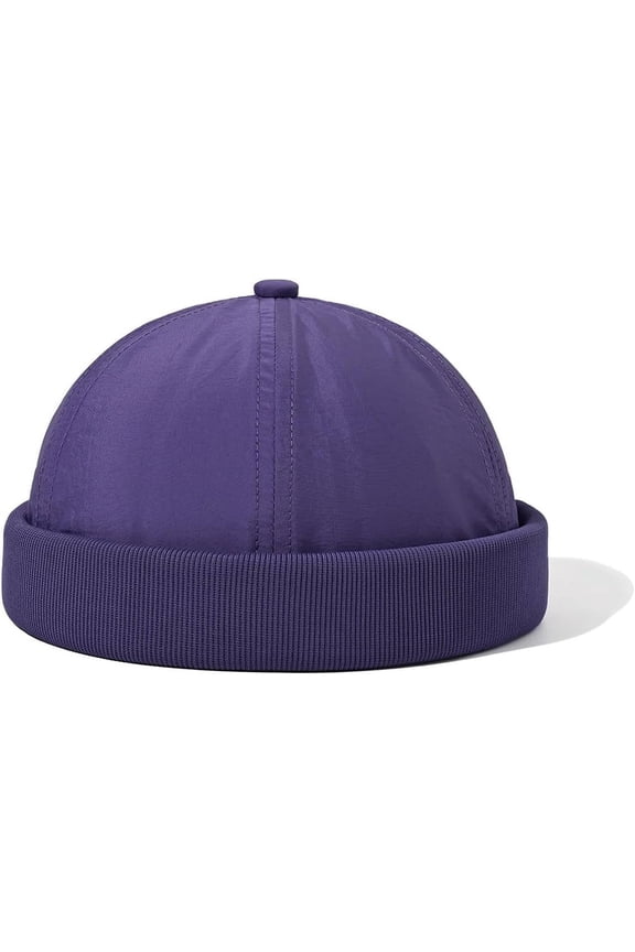 Mens Docker Cap Nylon No Brim Skullcap Quick Dry Brimless Hat Worker Sailor Cap Rolled Cuff Harbour Hat