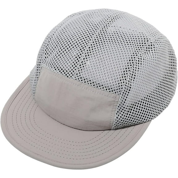 Zhengup Mesh 5 Panel Hat Adjustable Trucker Baseball Cap Lightweight Breathable Quick Dry Cap Hip Hop Style Flat Brim Hats