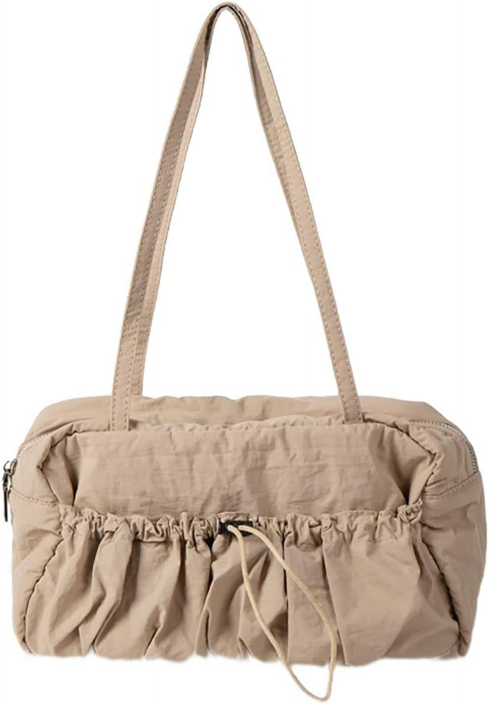 Zhengup Nylon Hobo Bag for Women Shoulder Bag Purse Large Capacity Totes Handbag Drawstring Pleated Top Handle Bag