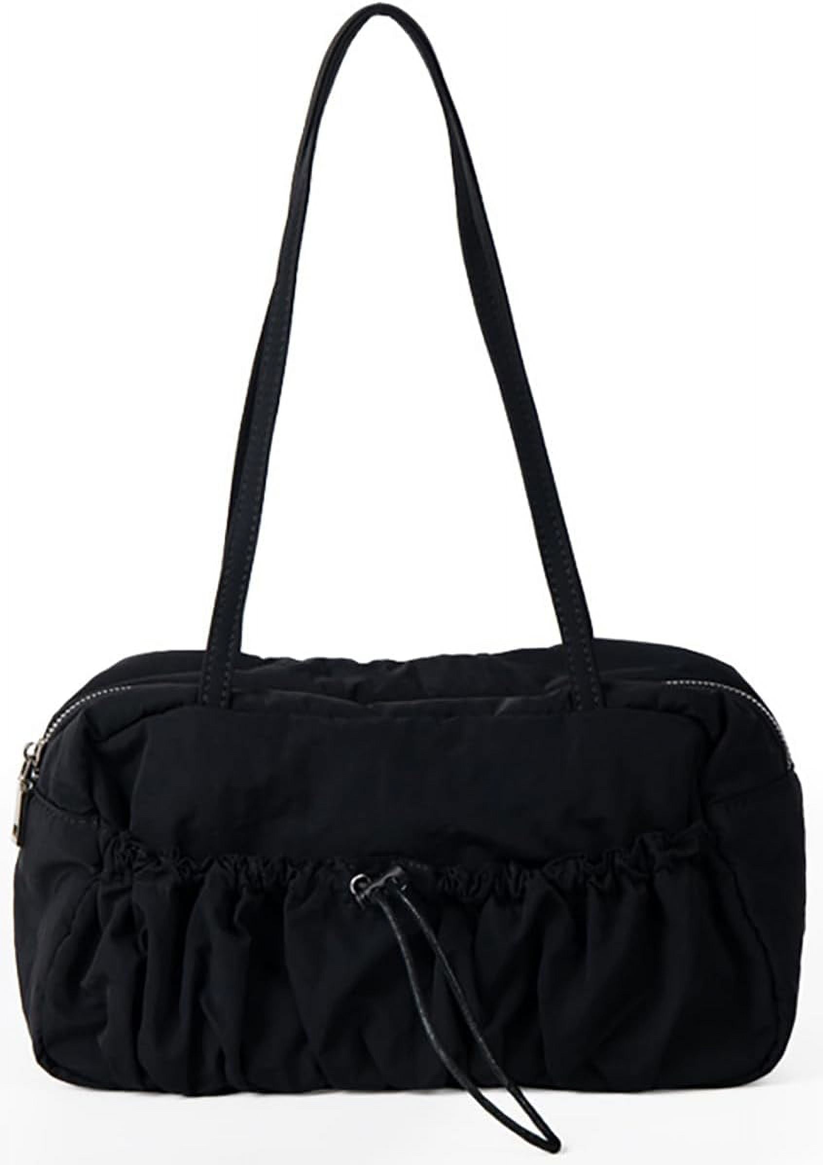 Zhengup Nylon Hobo Bag for Women Shoulder Bag Purse Large Capacity Totes Handbag Drawstring Pleated Top Handle Bag