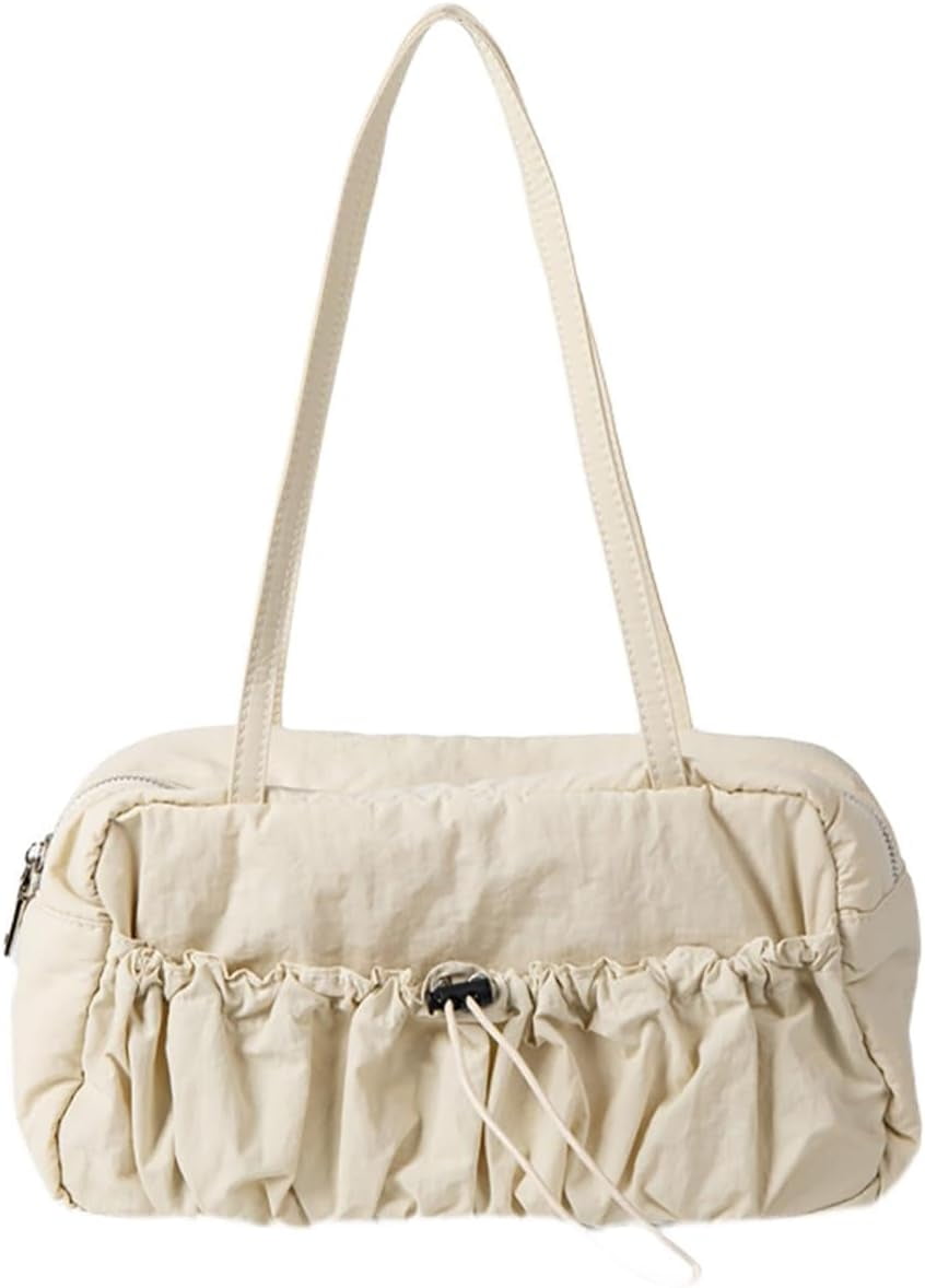 Zhengup Nylon Hobo Bag for Women Shoulder Bag Purse Large Capacity Totes Handbag Drawstring Pleated Top Handle Bag
