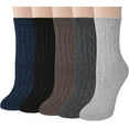 thumbnail image 1 of Zhengup Pack of 5 Womens Wool Socks Winter Warm Thick Knit Soft Vintage Casual Crew Boot Socks Gifts, 1 of 6