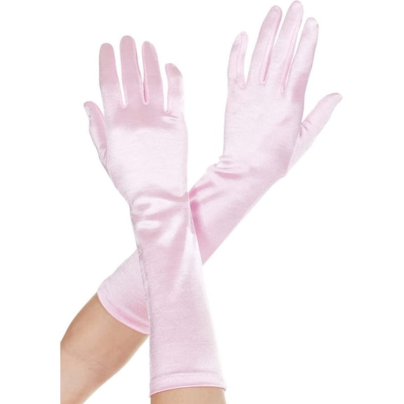 Zhengup Pink Satin Costume Gloves Standard