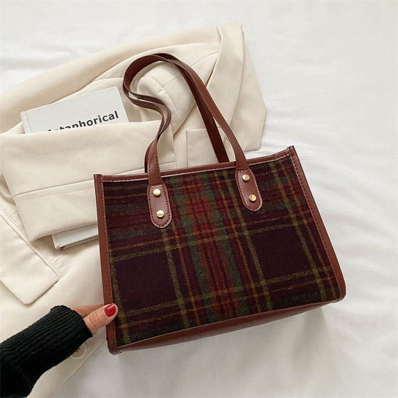 Zhengup Popular Korean Version Of The Retro Checkered Handbag Autumn And Winter New Versatile Top Shoulder Wrap Women