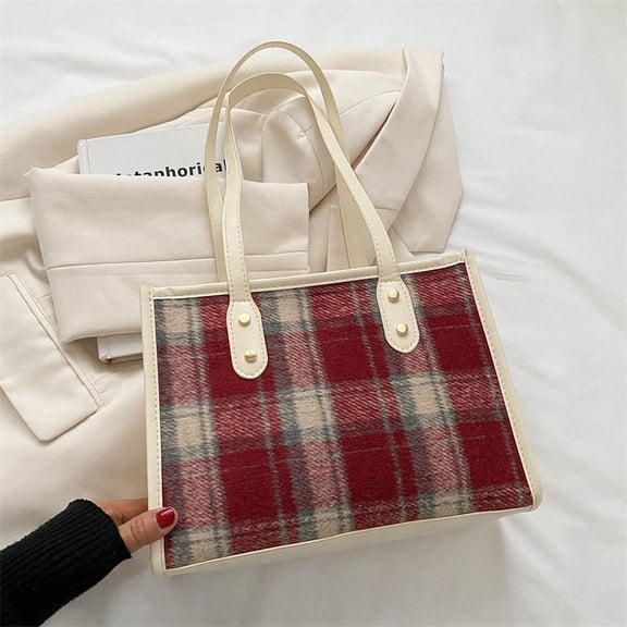 Zhengup Popular Korean Version Of The Retro Checkered Handbag Autumn And Winter New Versatile Top Shoulder Wrap Women