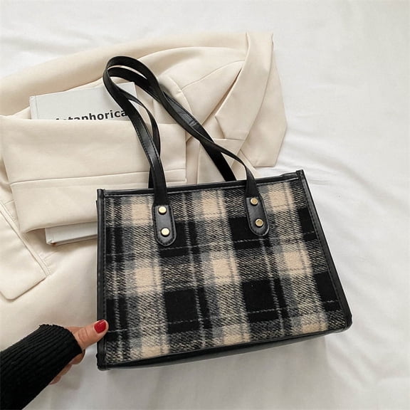 Zhengup Popular Korean Version Of The Retro Checkered Handbag Autumn And Winter New Versatile Top Shoulder Wrap Women