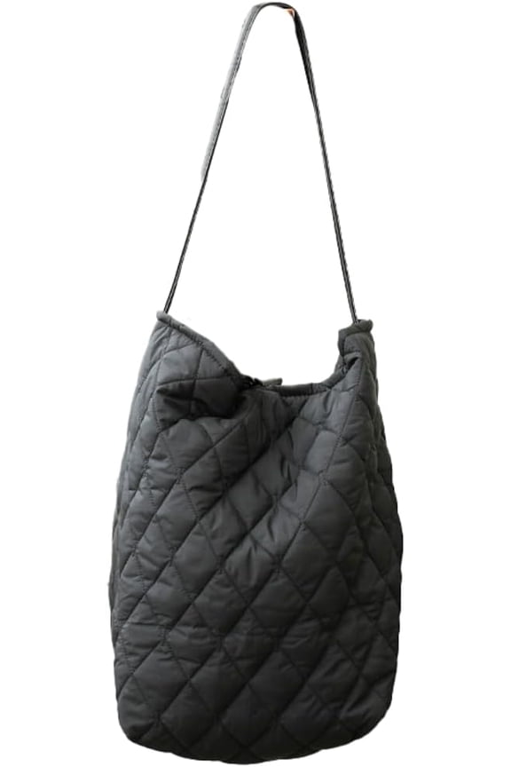 Quilted Bucket Shoulder Bag for Women Large Soft Totes Purse Casual Working Handbag Top-handle Satchel