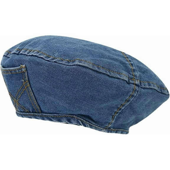 Zhengup Retro Beret Hats for Women Washed Denim Beret Cap Artist Beanie Hat Ladies Fall Newsboy Cap