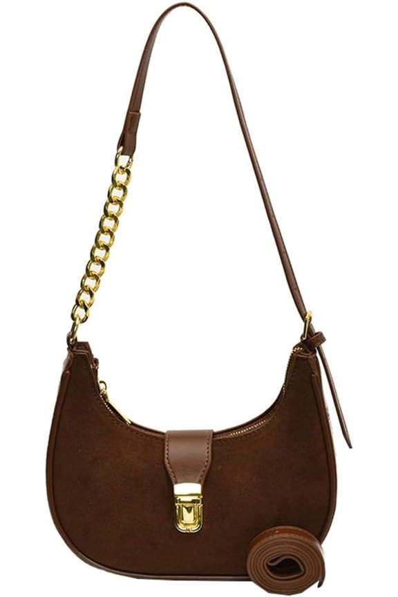 Retro Shoulder Bag for Women Leather Suede Underarm Purse Handbag Fall Winter Spring Travel Shopping Work Travel