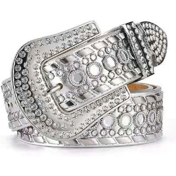 Zhengup Rhinestone Studded Western-Belt for Women Vintage Cowgirl Bling Design Waist Belts for Pants Jeans Dresses