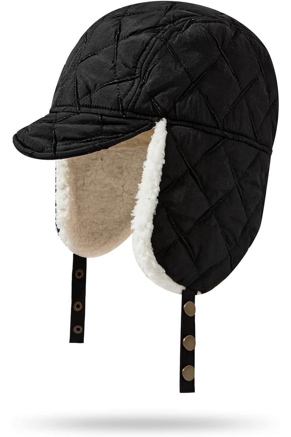 Russian Hat Waterproof Skiing Hat Women Warm Winter Hats Men's Trapper Trooper Hat Fleece Lined Earflaps Visor Hat