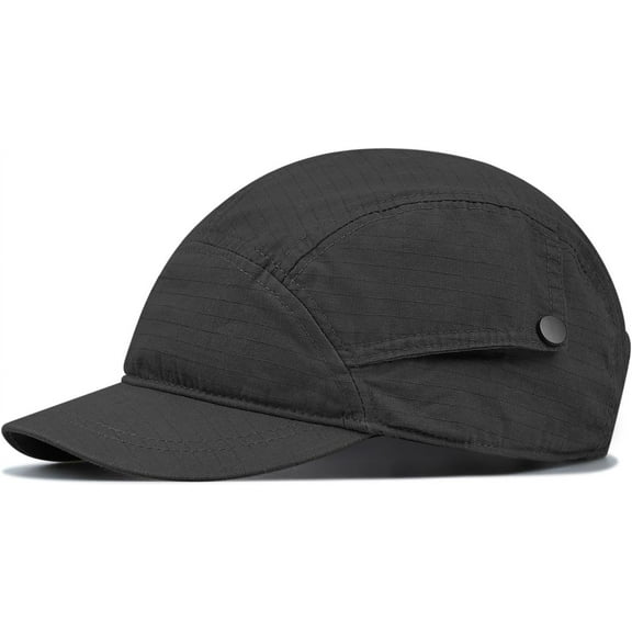 Zhengup Short Brim 5 Panel Baseball Cap Cooling Trucker Dad Cap Adjustable Strap Cadet Cap Curved Brim Snapback Hats for Daily