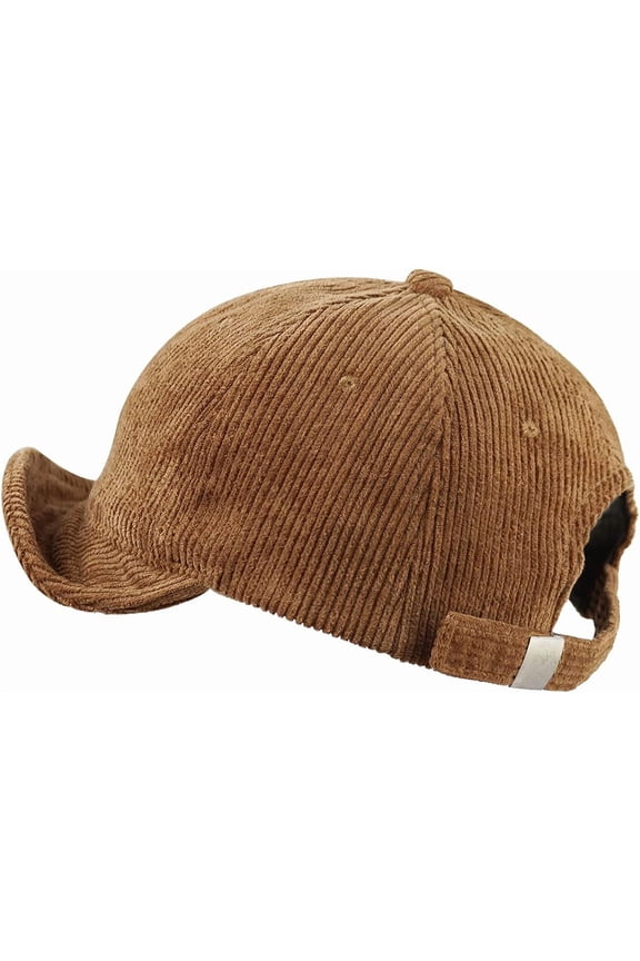 Short Brim Baseball Cap Corduroy Soft Trucker Hat Flat Snapback Hats Winter Dad Cap Flip Up Short Bill Cap for Men