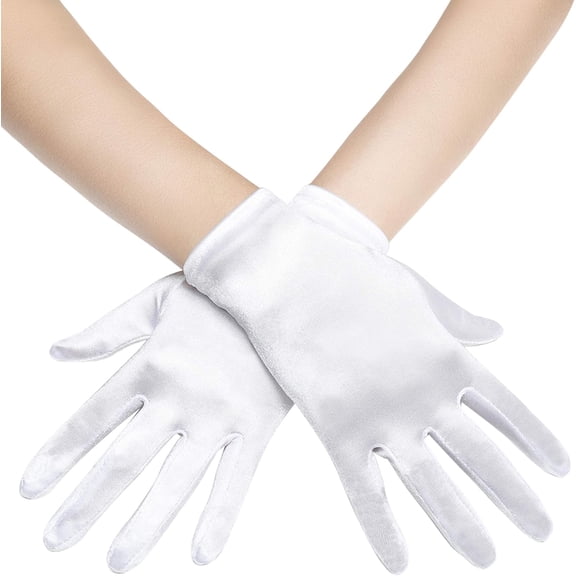 Zhengup Short Satin Opera Gloves - Wedding Bridal Gloves Tea Party Banquet Costume Gloves 1920s Flapper Accessories