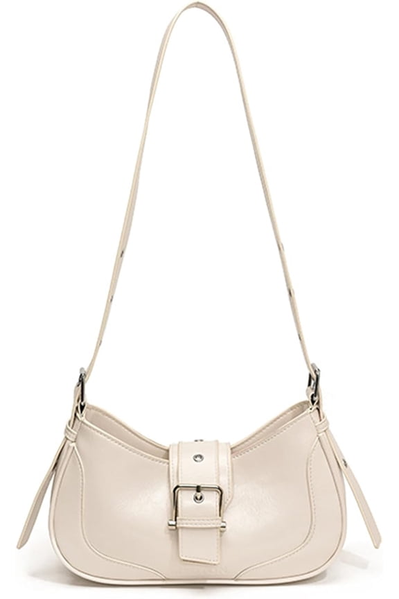 Shoulder Crossbody Bag for Women PU leather Crescent Bag Retro Underarm Purse Y2K White Hobo Handbag