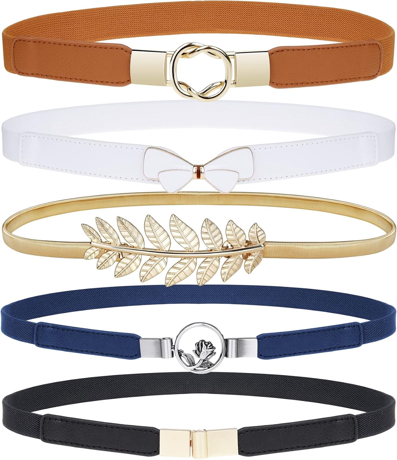 Zhengup Skinny Belts for Women 5 Pack, Fashion Dress Belts  display picture 1