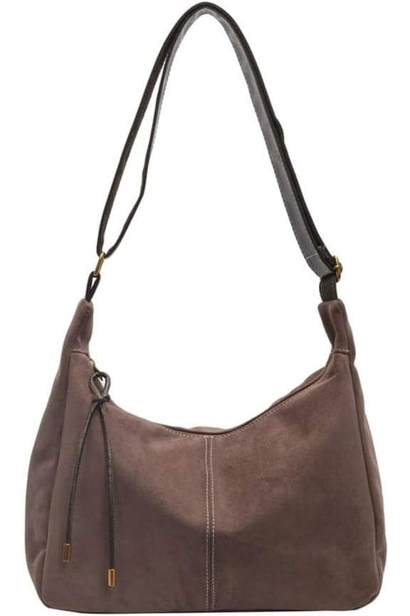 Slouchy Suede Shoulder Bag for Women Large Soft Totes Working Purse Handbag Dumpling Crossbody Satchel with Zipper