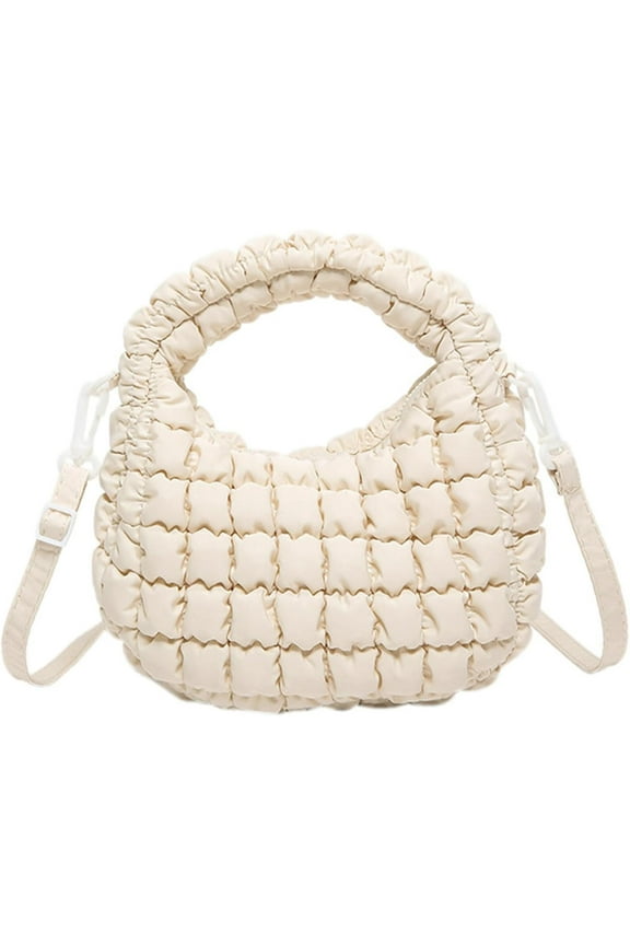 Small Puffer Quilted Shoulder Purse Women Crossbody Bag Bubble Mini Tote Bag Nylon Handbag Pad Soft Handbag