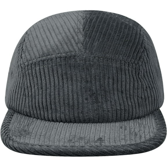 Zhengup Snapback 5 Panel Baseball Cap Flat Brim Trucker Hat Adjustable Camp Cap Corduroy Dad Hat Suede Peak Ball Caps