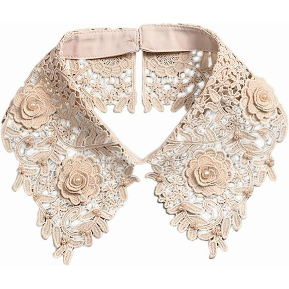Zhengup Solid Color Hollow-Out Floral Peral Decorative Detachable Fake Collar Choker Blouse Collar for Women Girls