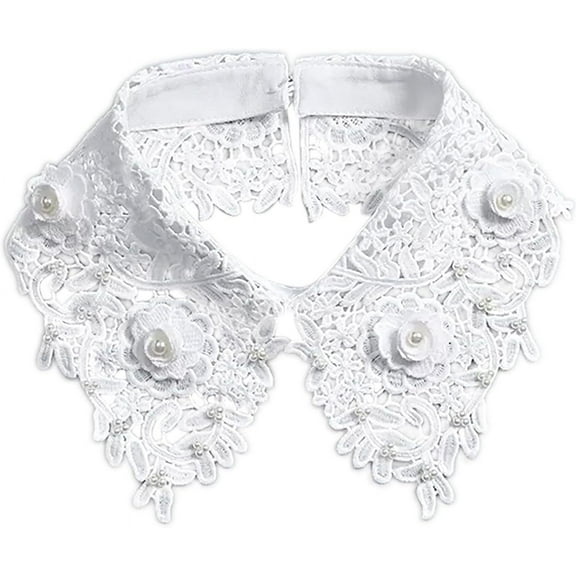 Zhengup Solid Color Hollow-Out Floral Peral Decorative Detachable Fake Collar Choker Blouse Collar for Women Girls