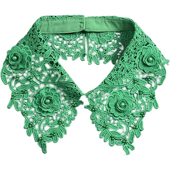 Zhengup Solid Color Hollow-Out Floral Peral Decorative Detachable Fake Collar Choker Blouse Collar for Women Girls