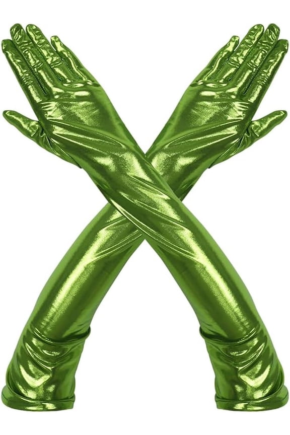 Sparkly Metallic Long Gloves Sexy Wet Look Cosplay Evening Party Gloves Costume Long Opera Gloves