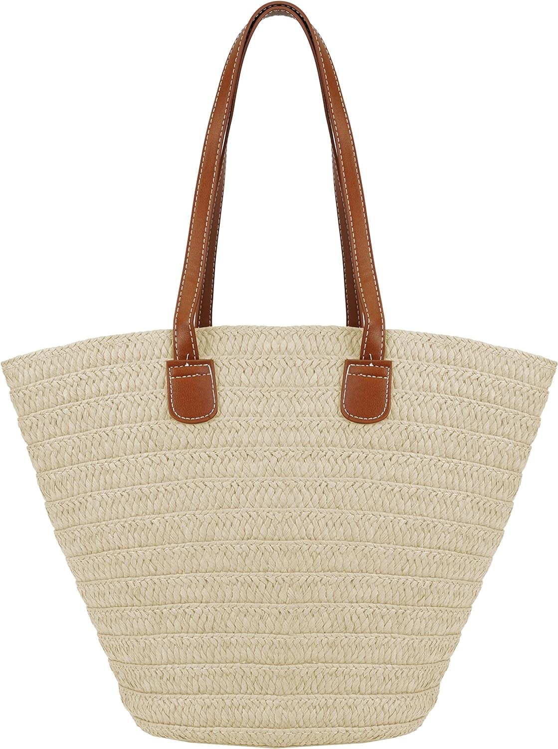 Zhengup Straw Bag for Women Woven Beach Structured Tote Handmade Crochet Carteras De Mujer Summer Shoulder Bohemian Pom Travel