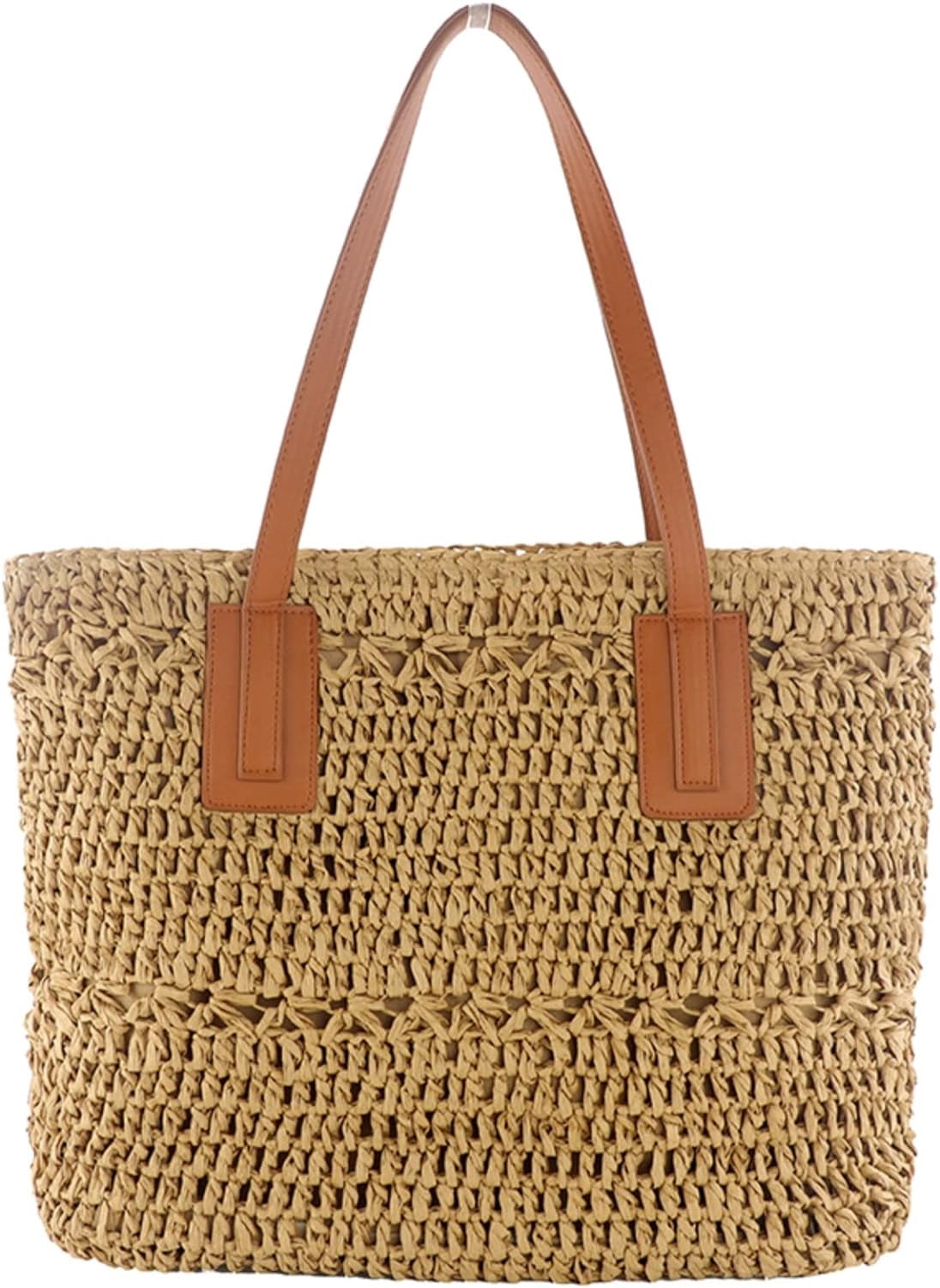 Zhengup Straw Bag for Women Woven Beach Structured Tote Handmade Crochet Carteras De Mujer Summer Shoulder Bohemian Pom Travel