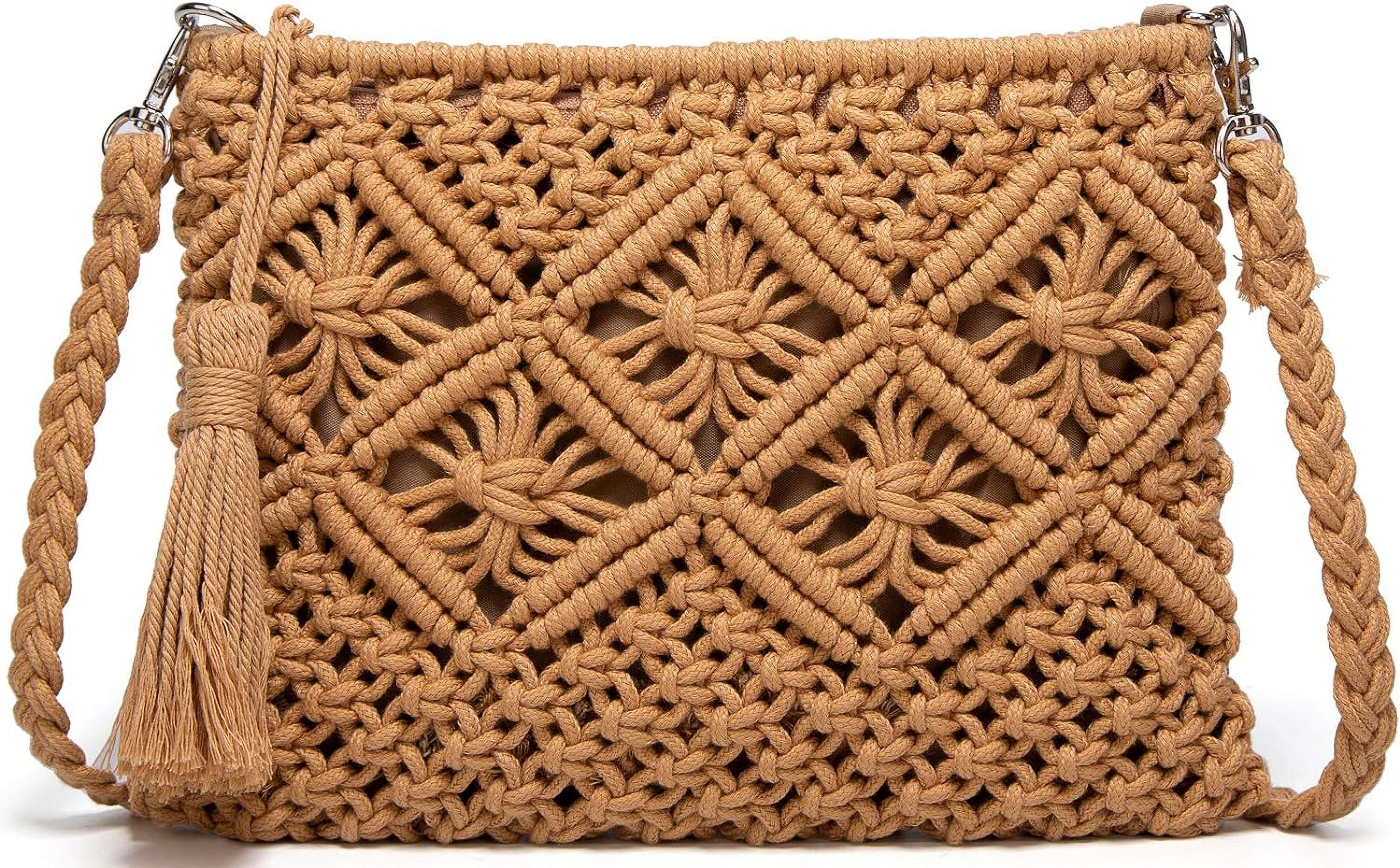 Zhengup Straw Bags Crossbody Purses for Women, Tassel Straw Handbag Vintage Handwoven Bag Summer Beach Bag