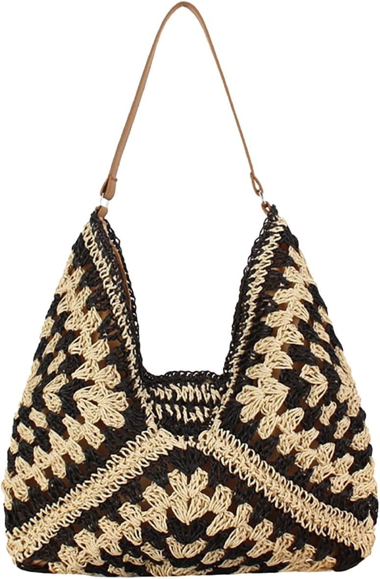 Zhengup Straw Bags for Women Summer Beach Tote Purse Crochet Shoulder Everything Holiday Work Everyday Handbag