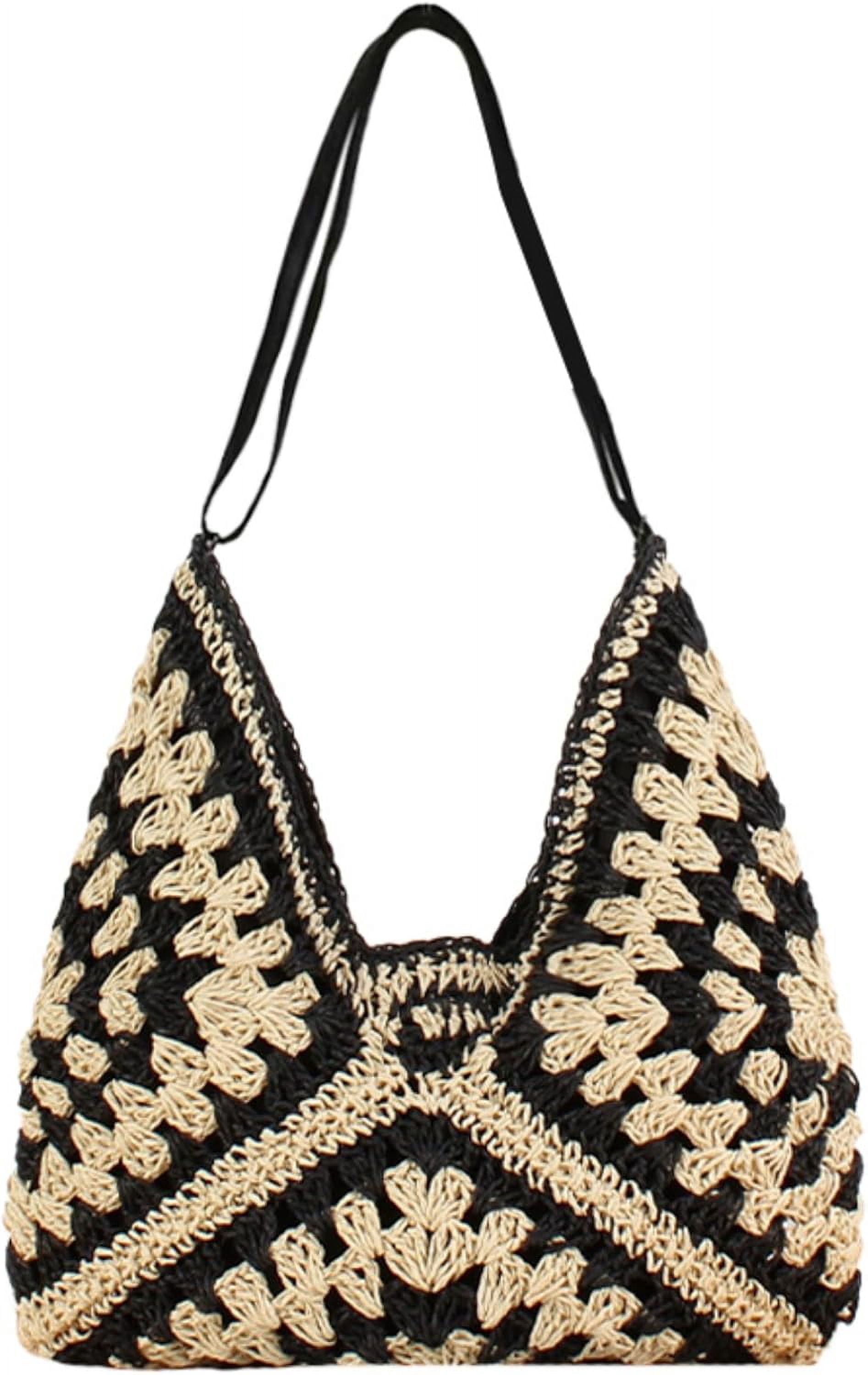 Zhengup Straw Bags for Women Summer Beach Tote Purse Crochet Shoulder Everything Holiday Work Everyday Handbag