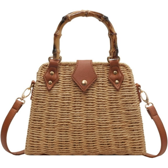 Zhengup Straw Crossbody Bags for Women Beach Handbags Wicker Summer Purse Woven Island Beach Bags Natural Bag