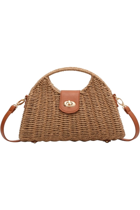 Straw Crossbody Bags for Women Beach Handbags Wicker Summer Purse Woven Island Beach Bags Natural Bag