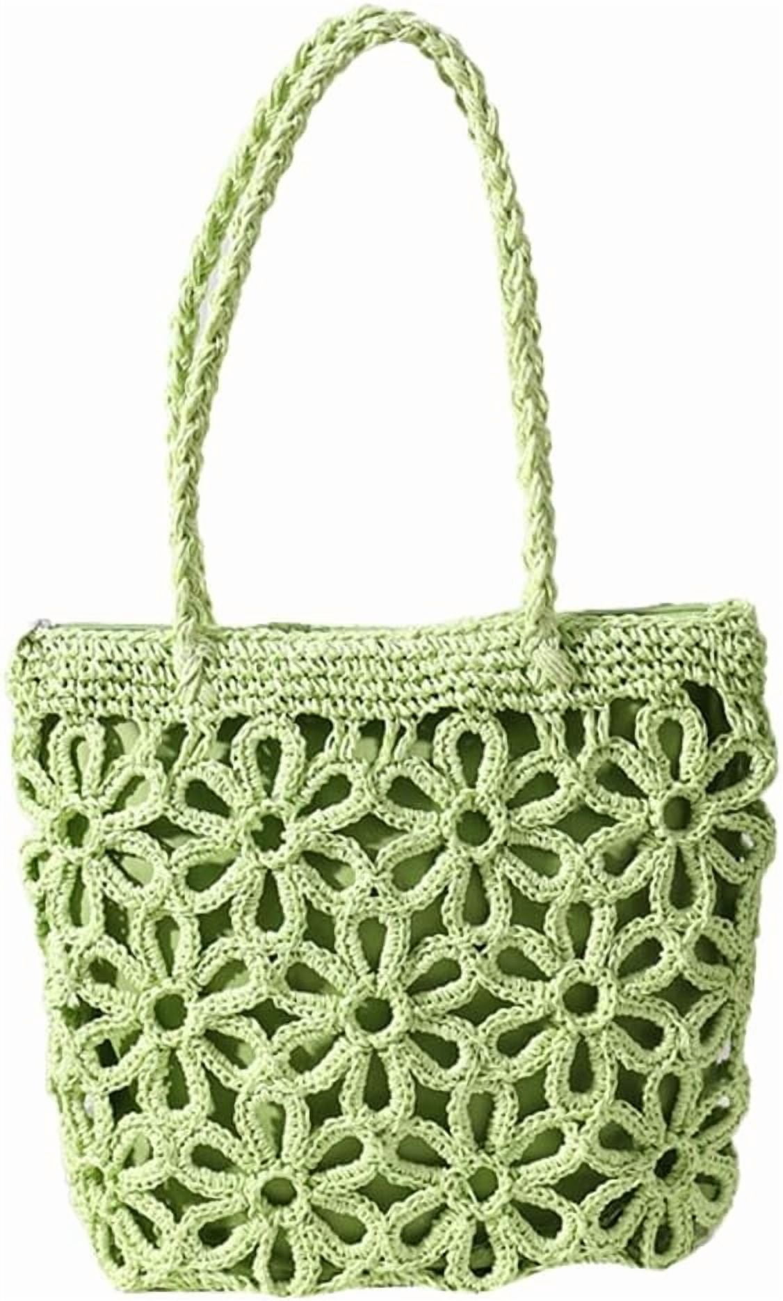 Zhengup Straw Woven Handbags for Women Hollow Shoulder Bag Large Flower Tote Purse Designer Top Handle Bag Beach Summer