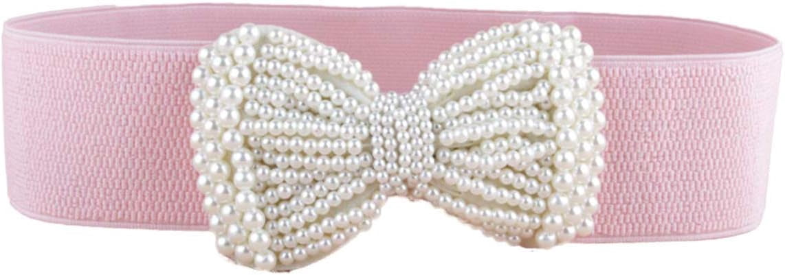 Zhengup Stretch Belt for Dresses Pearl Bow Elastic Wide  display picture 1