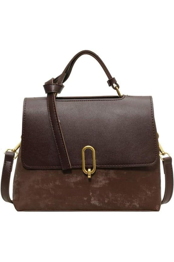 Suede Crossbody Bag for Women Stylish Leather Shoulder Brown Handbag Top Handle Purse Fall Winter Spring