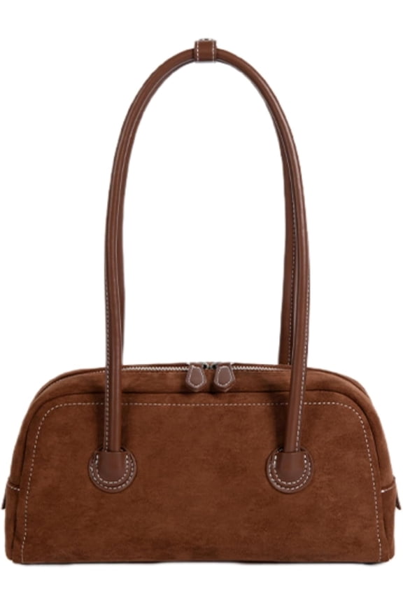 Suede Shoulder Bag for Women,Vintage Small Top Handle Handbag,Trendy Retro Winter Autumn To Go Purse