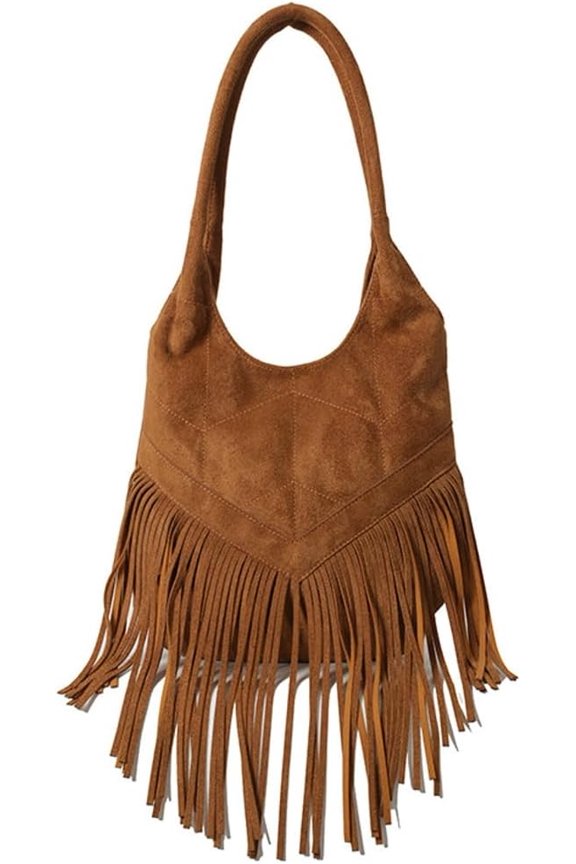 Suede Shoulder Tote Bag for Women Soft Large Purse Trendy Top Handle Satchel Travel Handbag with Tassels