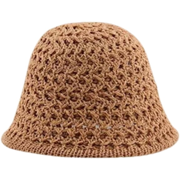 Zhengup Summer Bucket Hats Women Straw Beach Hat Crochet Sun Hat Hollow Kint Handwoven Cute Colorful Pin Decoration Hats