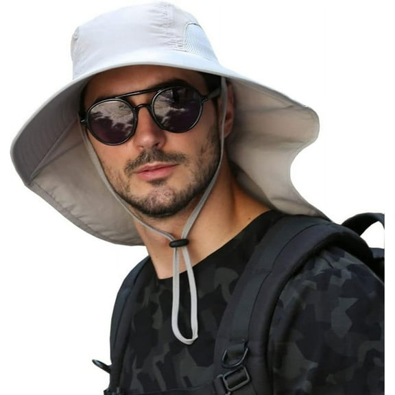 Zhengup Sun Protection Hats for Men Women Wide Brim Fishing Hats with Neck Flap Quick Dry Breathable Safari Hiking Cap