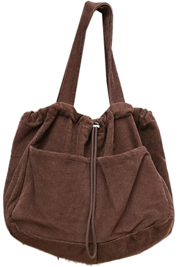 Tote Bag for Women Large Size Shoulder Bag Handbag Corduroy Draw String Purse Work Travel Shopping