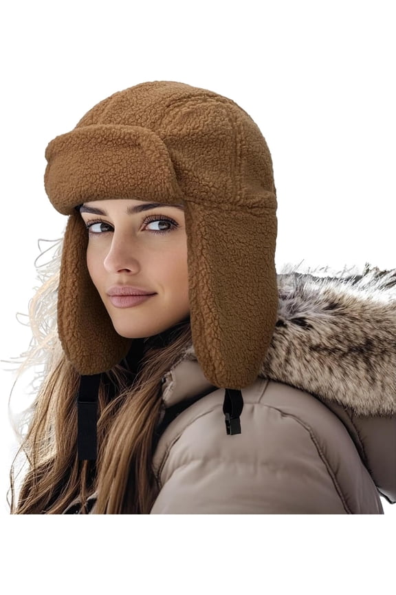 Trapper Hat Warm Fleece Winter Hat with Adjustable Chin Strap, Windproof Waterproof Ski Ushanka Hats for Cold Weather