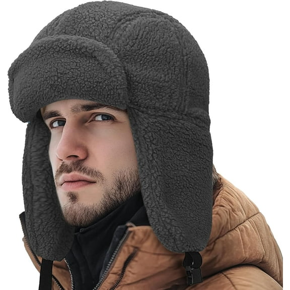 Zhengup Trapper Hat Warm Fleece Winter Hat with Adjustable Chin Strap, Windproof Waterproof Ski Ushanka Hats for Cold Weather