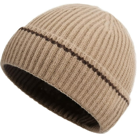 Zhengup Trawler Beanie Watch Hat Roll-up Edge Skullcap Warm Knitted Ribbed Cuffed Skull Hat Cap Unisex Outdoor Plain Knit Hats